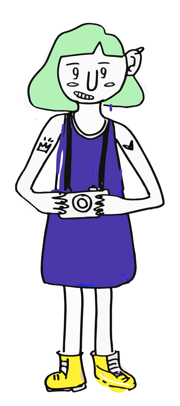 a nice person holding a camera and smiling